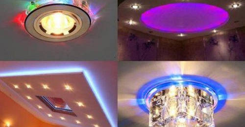 Boîte au plafond de plaques de plâtre avec éclairage