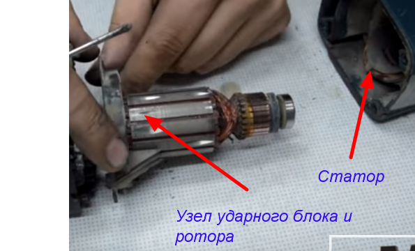 Séparation du bloc d'impact avec rotor et stator