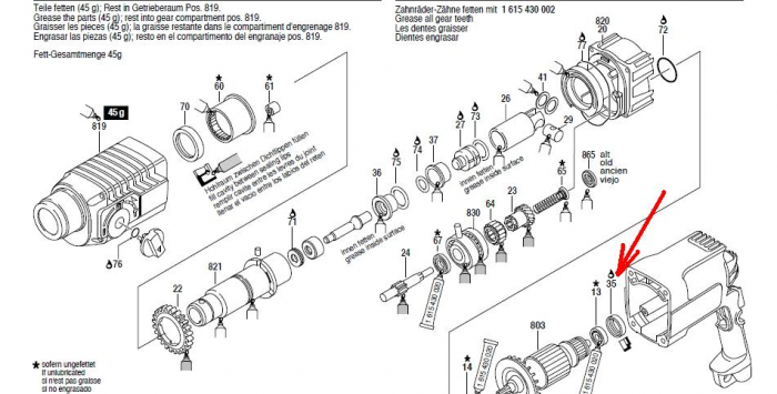Carte de lubrification des marteaux perforateurs Bosch