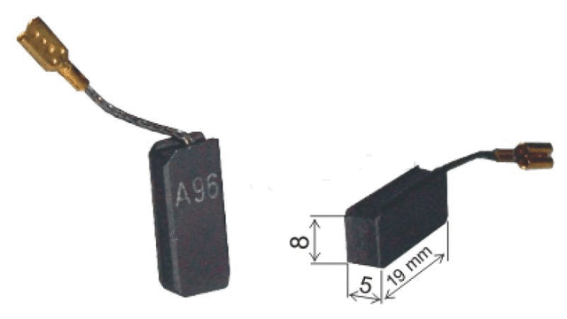 Vue générale et dimensions des balais de charbon du marteau perforateur Bosch
