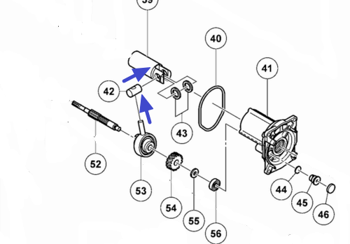 Schéma de montage de l'unité de transmission de mouvement de translation