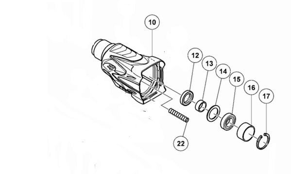 Schéma d'enfoncement du roulement du canon dans le corps du perforateur