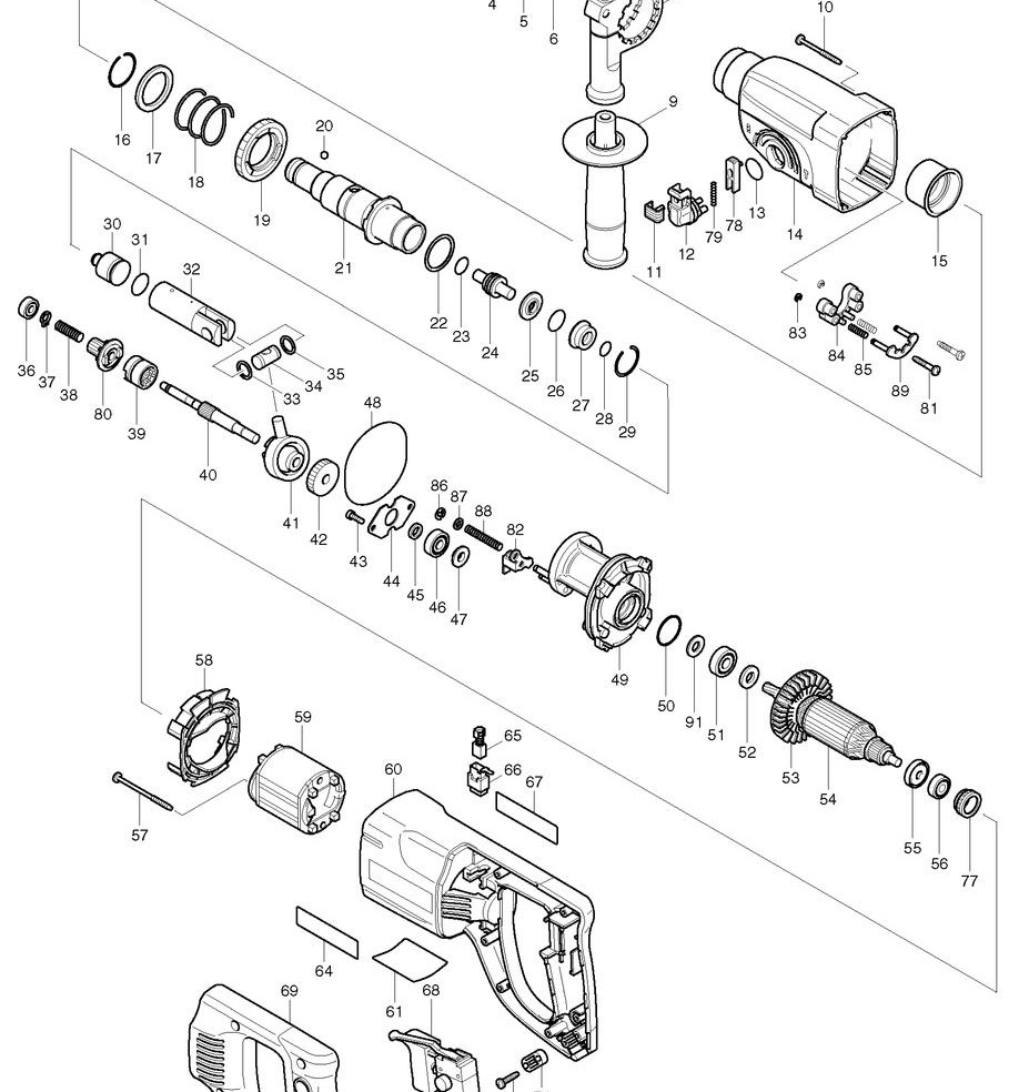schéma complet de démontage du perforateur Makita