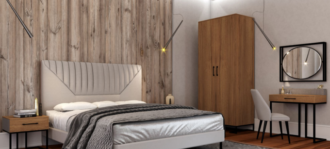 chambre style loft avec bois