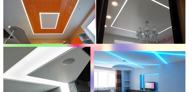 Exemples de lignes flottantes sur un plafond en plaques de plâtre Exemples de lignes flottantes sur un plafond en plaques de plâtre