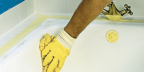 dégraissage du bain avant réparation