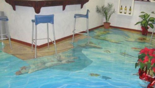 sol autonivelant avec des colorants