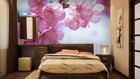 Papier peint fleurs sur le mur photo, papier peint photo de fleurs à l'intérieur de la chambre