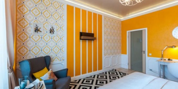 papier peint chambre orange