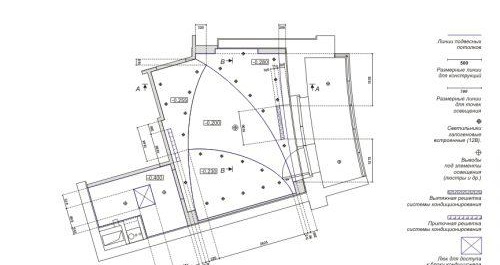 Plan de faux plafond en plaques de plâtre