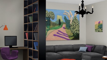 Cloison en bois en forme d'étagère